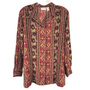 Vintage Multi-print Floral Tunic Blouse